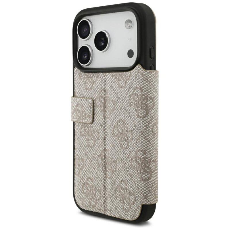 Husa tip carte iPhone 17 Pro Guess Book 4G Metal Logo, roz, GUBKP18L4GMGPI