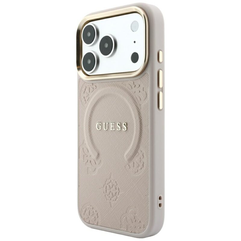 Husa Guess Saffiano Peony & Ring MagSafe iPhone 17 Pro, roz, GUHMP18LPSAMSECP