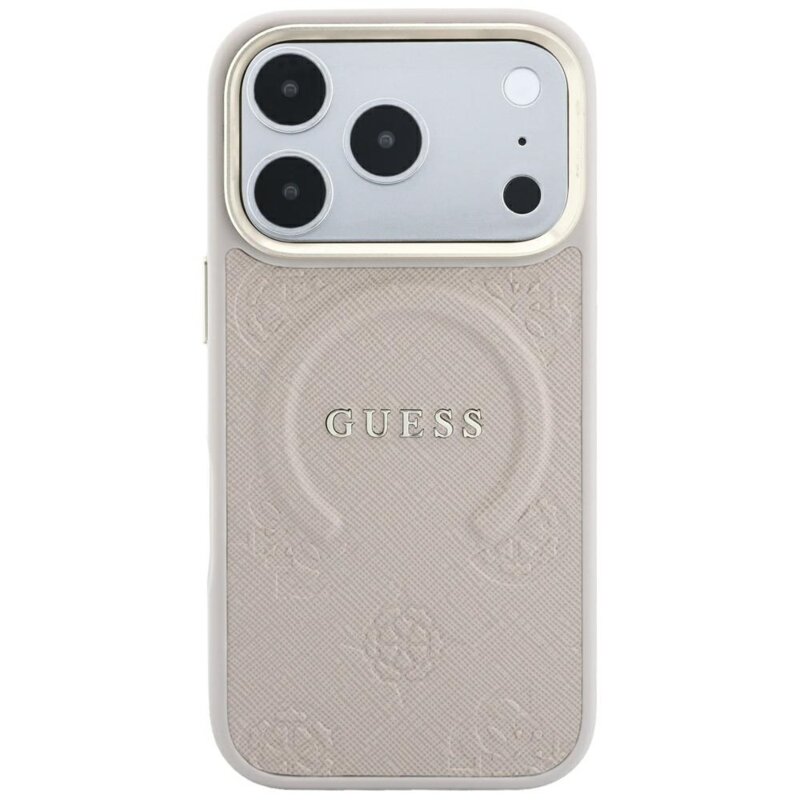 Husa Guess Saffiano Peony & Ring MagSafe iPhone 17 Pro, roz, GUHMP18LPSAMSECP