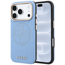 Husa iPhone 18 Pro Guess Leather Perforated 4G MagSafe, bleu, GUHMP18L6PS4SRGB