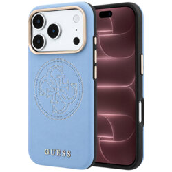 Husa iPhone 18 Pro Max Guess Leather Perforated 4G MagSafe, bleu, GUHMP18X6PS4SRGB