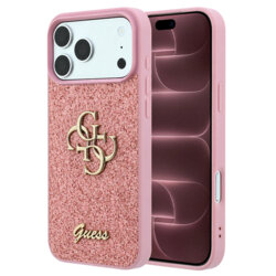 Husa Guess Fixed Glitter Big 4G iPhone 18 Pro Max cu sclipici, roz, GUHCP18XHG4SGP