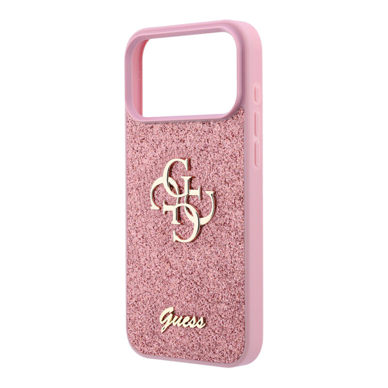 Husa Guess Fixed Glitter Big 4G iPhone 18 Pro Max cu sclipici, roz, GUHCP18XHG4SGP