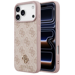 Husa iPhone 17 Pro Guess 4G Small & Classic MagSafe, roz, GUHMP18LP4SM4MP