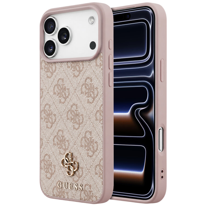 Husa iPhone 17 Pro Guess 4G Small & Classic MagSafe, roz, GUHMP18LP4SM4MP