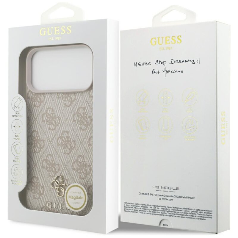 Husa originala Guess iPhone 17 Pro Max 4G Small & Classic MagSafe, roz, GUHMP18XP4SM4MP