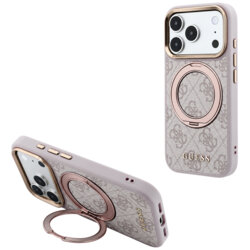 Husa Guess iPhone 18 Pro Max Ring Stand Classic Logo MagSafe, roz, GUHMP18X6PS4RSCLP