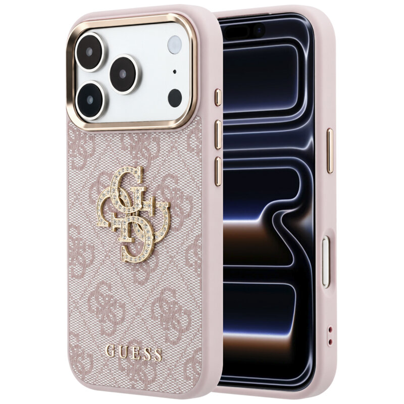 Husa originala Guess iPhone 17 Pro Hardcase 4G Big Strass Logo, roz, GUHCP18L6P4DSMLP