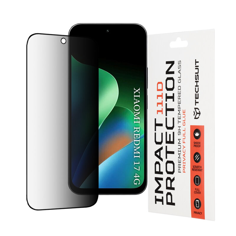 Folie sticla Xiaomi Redmi 17 4G Techsuit 111D Privacy Full Glue, negru