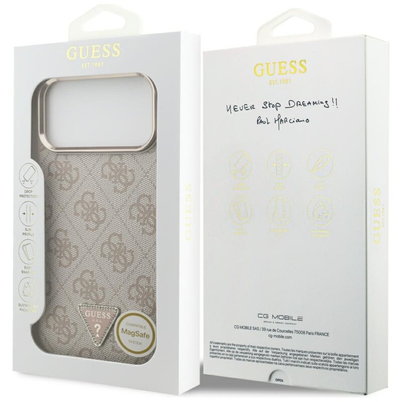 Husa originala Guess iPhone 17 Pro Max Hardcase 4G Triangle Logo MagSafe, roz, GUHMP18X6PGSU4EP