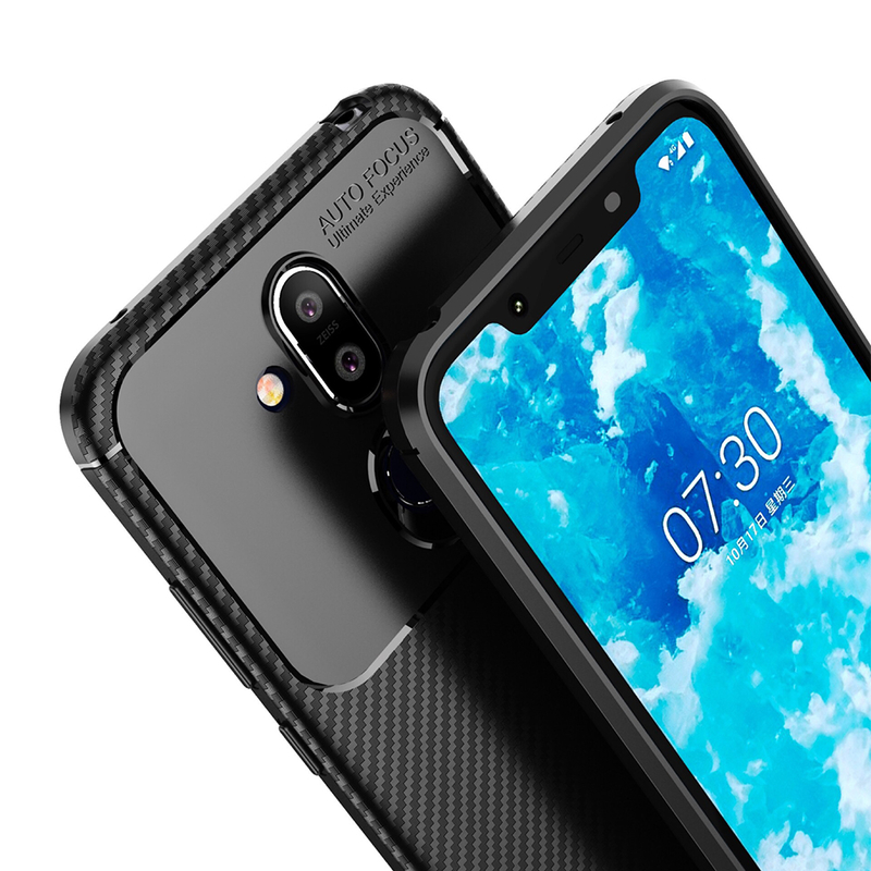 Husa Nokia 7.1 Techsuit Carbon Skin Negru