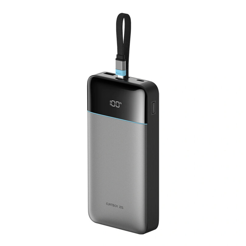 Baterie externa cu cablu Type-C 120W, 25000mAh Cuktech, gri, LPB252N