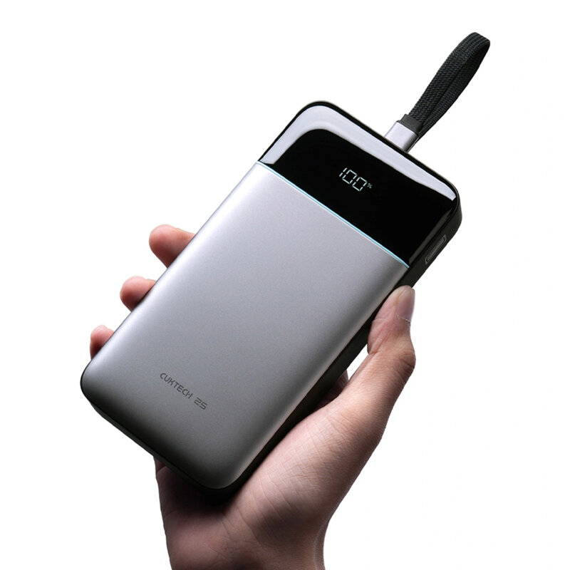 Baterie externa cu cablu Type-C 120W, 25000mAh Cuktech, gri, LPB252N