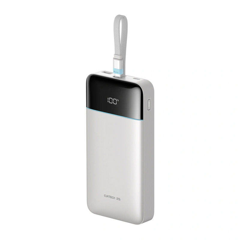 Baterie externa cu cablu Type-C 120W, 25000mAh Cuktech, alb, LPB252N