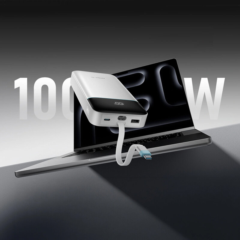 Baterie externa cu cablu Type-C 120W, 25000mAh Cuktech, alb, LPB252N