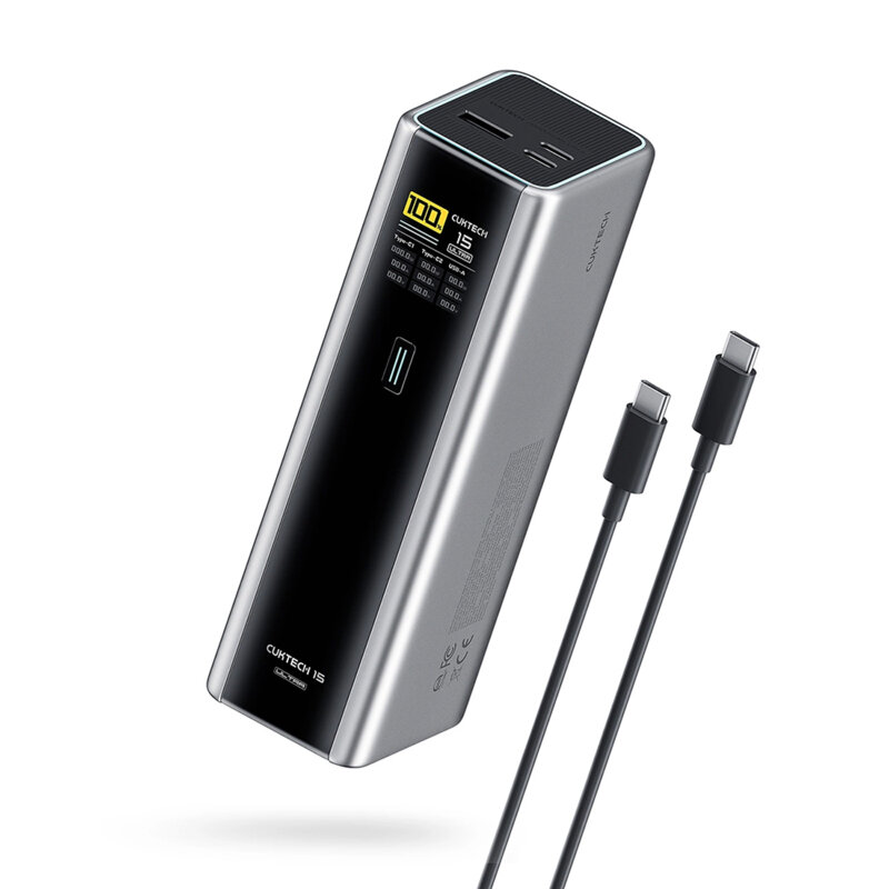 Baterie 20000mAh, 210W cu cablu USB-C 240W Cuktech, gri, PB200U