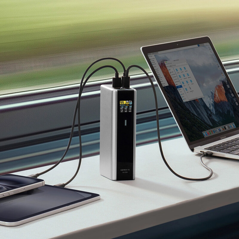 Baterie 20000mAh, 210W cu cablu USB-C 240W Cuktech, gri, PB200U