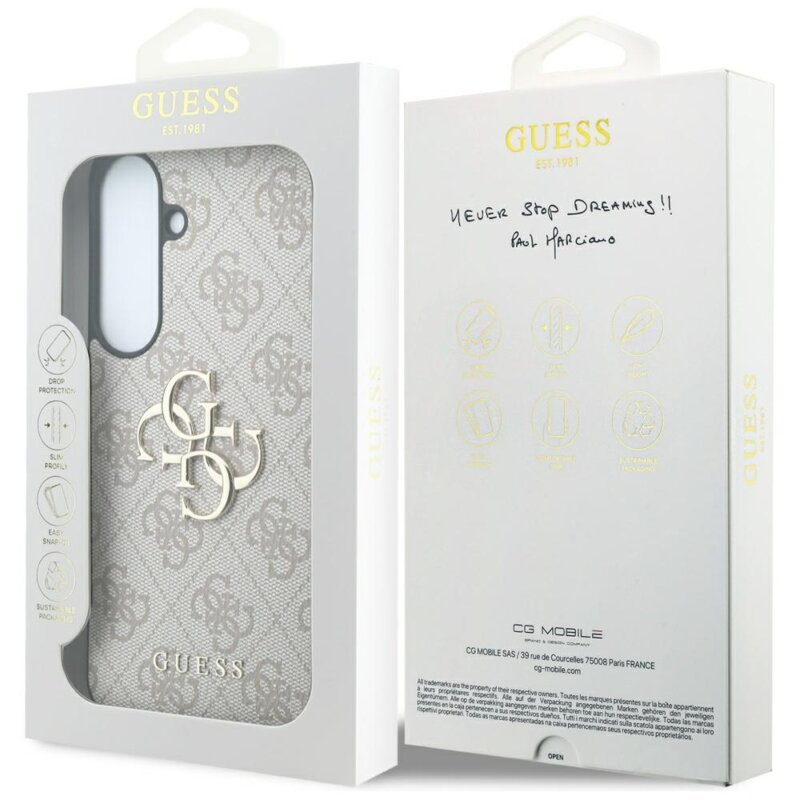 Husa Samsung Galaxy S26 FE Guess Leather 4G Metal Logo, roz, GUHCS26FE4GMGPI