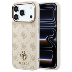 Husa iPhone 17 Pro Guess Peony 4G Small Logo MagSafe, bej, GUHMP18L6PGS4NPE