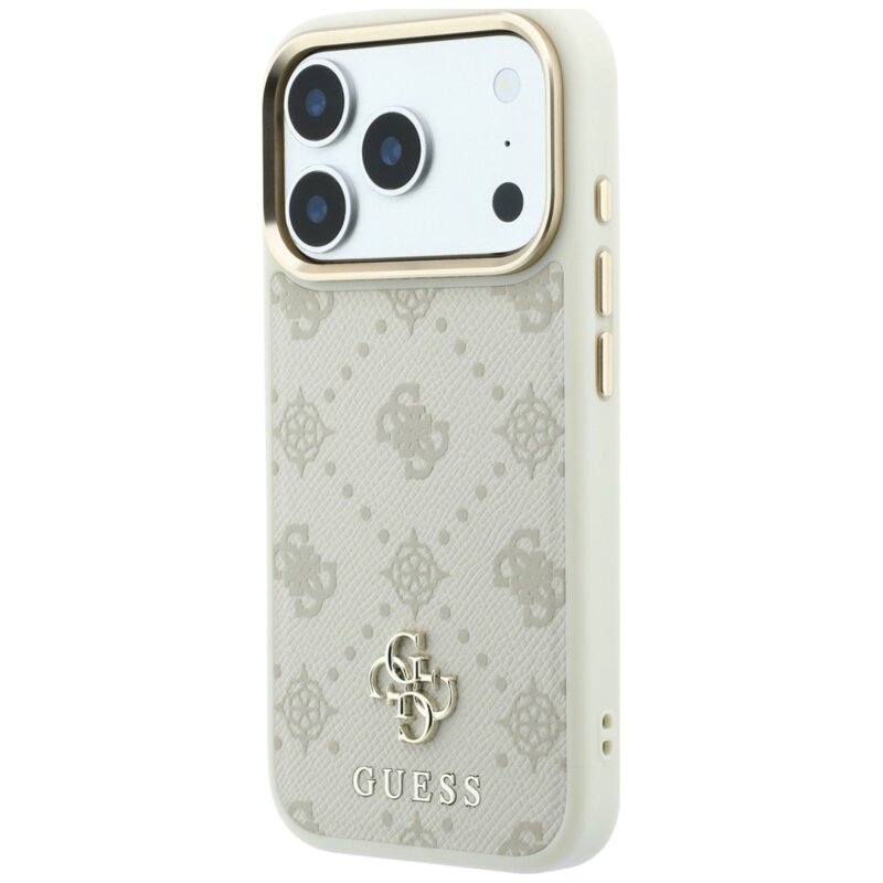 Husa iPhone 17 Pro Guess Peony 4G Small Logo MagSafe, bej, GUHMP18L6PGS4NPE