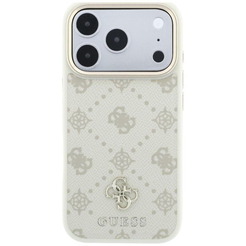Husa iPhone 17 Pro Guess Peony 4G Small Logo MagSafe, bej, GUHMP18L6PGS4NPE
