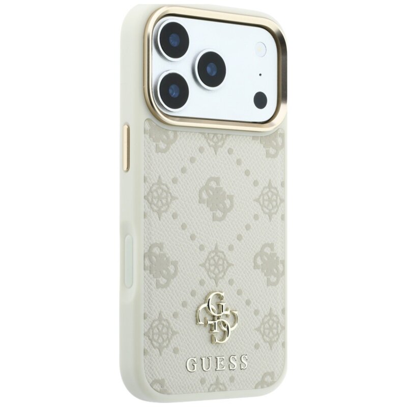 Husa iPhone 17 Pro Guess Peony 4G Small Logo MagSafe, bej, GUHMP18L6PGS4NPE