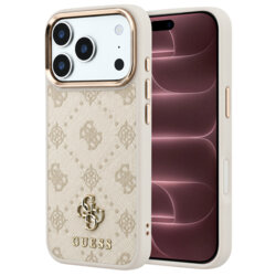 Husa iPhone 18 Pro Max Guess Peony 4G Small Logo MagSafe, bej, GUHMP18X6PGS4NPE