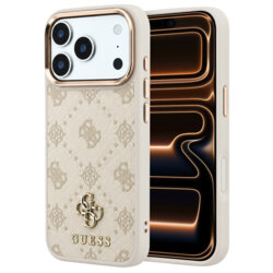 Husa iPhone 17 Pro Max Guess Peony 4G Small Logo MagSafe, bej, GUHMP18X6PGS4NPE