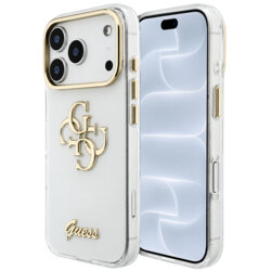 Husa Guess IML 4G Metal Script iPhone 18 Pro, alb, GUHCP18L5HC4MLSH