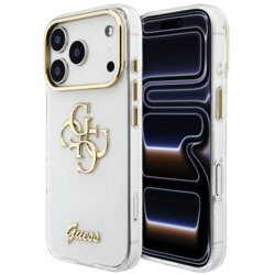 Husa Guess IML 4G Metal Script iPhone 17 Pro, alb, GUHCP18L5HC4MLSH