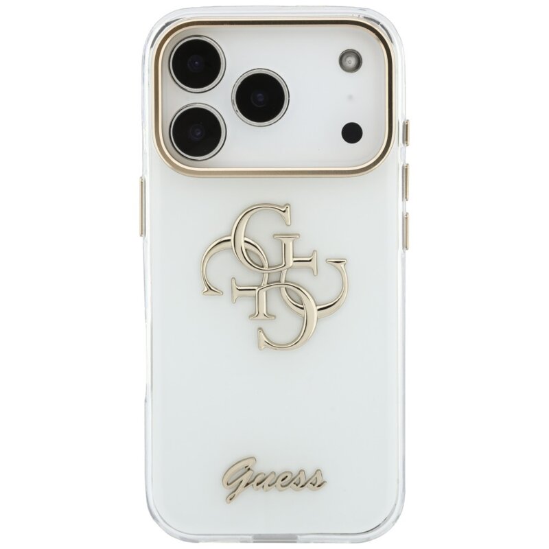 Husa Guess IML 4G Metal Script iPhone 17 Pro, alb, GUHCP18L5HC4MLSH