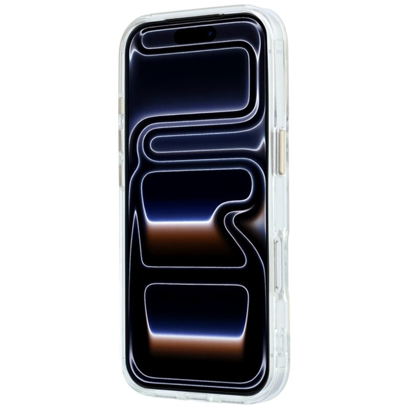 Husa Guess iPhone 17 Pro Ring Stand Script Metal Logo MagSafe, transparenta, GUHMP18L6HCCMST