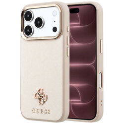 Husa Guess Saffiano Small 4G Classic MagSafe iPhone 18 Pro Max, bej, GUHMP18X6PSA4DME