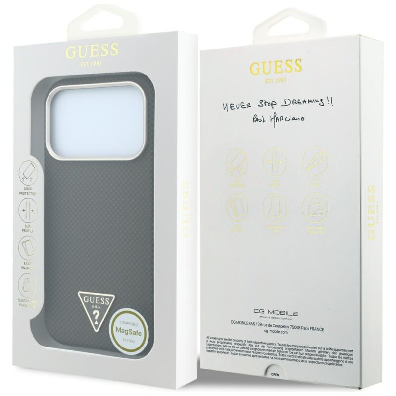 Husa originala Guess iPhone 17 Pro Max Kevlar Triangle Logo MagSafe, maro, GUHMP18X6PWKSGTW