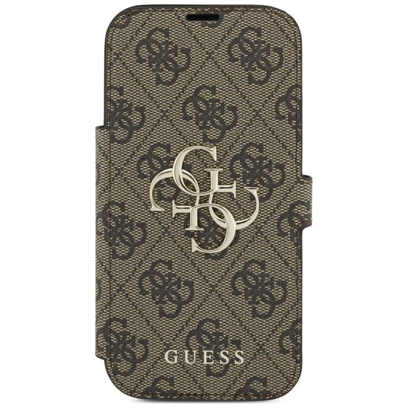 Husa tip carte iPhone 17 Pro Guess Book 4G Metal Logo, maro, GUBKP18L4GMGBR