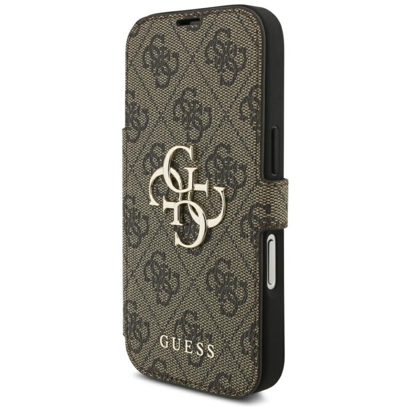Husa tip carte iPhone 17 Pro Max Guess Book 4G Metal Logo, maro, GUBKP18X4GMGBR