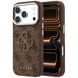 Husa originala Guess iPhone 17 Pro Max Hardcase 4G Big Resin Logo, maro, GUHCP18X6P4SRMLW