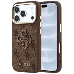 Husa originala Guess iPhone 18 Pro Hardcase 4G Big Resin Logo, maro, GUHCP18L6P4SRMLW