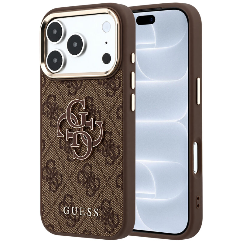 Husa originala Guess iPhone 18 Pro Hardcase 4G Big Resin Logo, maro, GUHCP18L6P4SRMLW