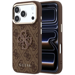 Husa originala Guess iPhone 17 Pro Hardcase 4G Big Resin Logo, maro, GUHCP18L6P4SRMLW