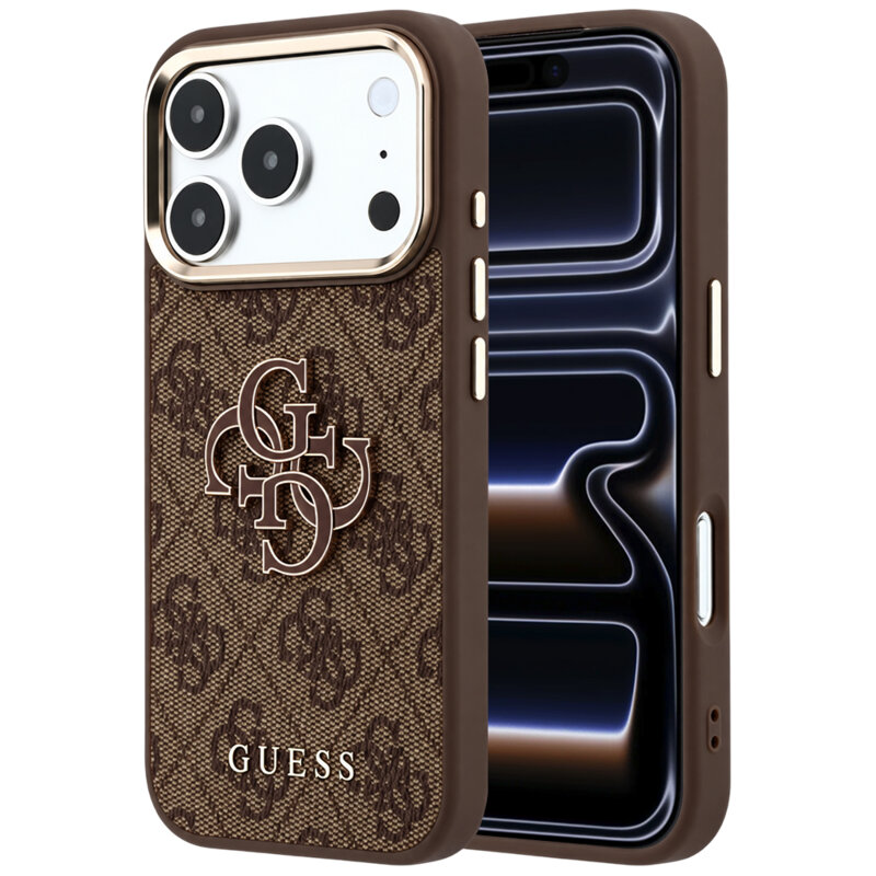 Husa originala Guess iPhone 17 Pro Hardcase 4G Big Resin Logo, maro, GUHCP18L6P4SRMLW