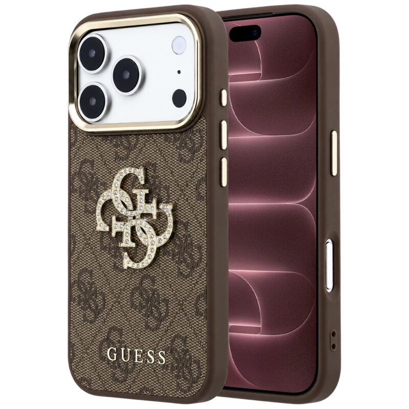 Husa originala Guess iPhone 18 Pro Max Hardcase 4G Big Strass Logo, maro, GUHCP18X6P4DSMLW
