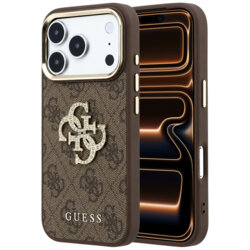 Husa originala Guess iPhone 17 Pro Max Hardcase 4G Big Strass Logo, maro, GUHCP18X6P4DSMLW