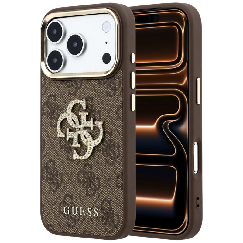 Husa originala Guess iPhone 17 Pro Max Hardcase 4G Big Strass Logo, maro, GUHCP18X6P4DSMLW