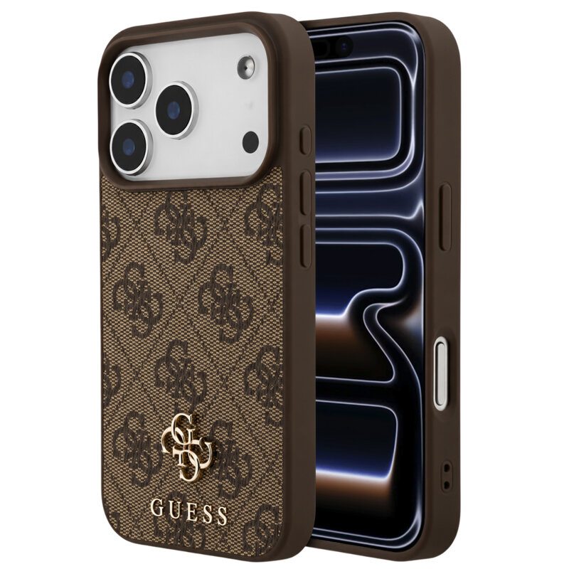 Husa originala Guess iPhone 17 Pro Hardcase 4G Small & Classic MagSafe, maro, GUHMP18LP4SM4MW