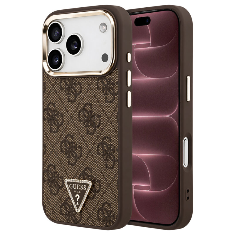 Husa originala Guess iPhone 18 Pro Max Hardcase 4G Triangle Logo MagSafe, maro, GUHMP18XP4GTDGMW