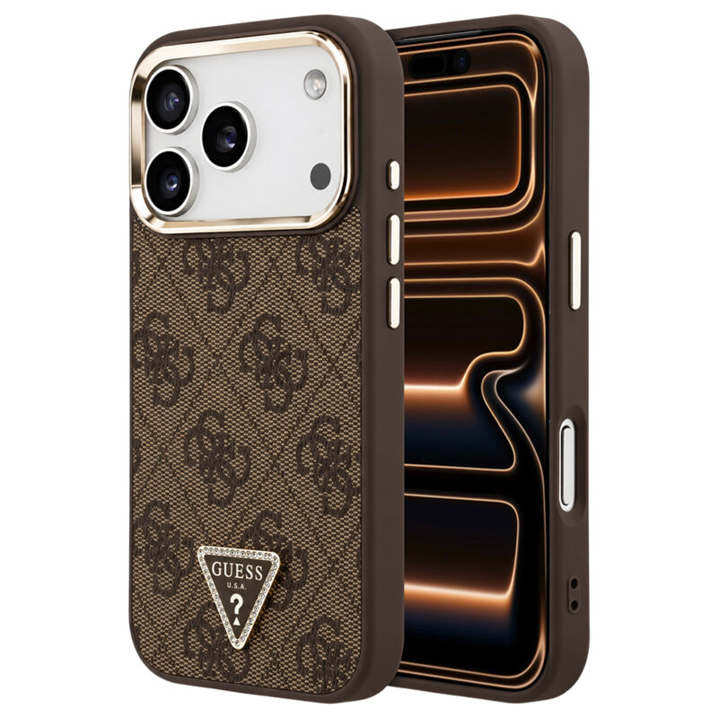 Husa originala Guess iPhone 17 Pro Max Hardcase 4G Triangle Logo MagSafe, maro, GUHMP18XP4GTDGMW