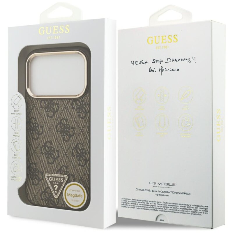 Husa originala Guess iPhone 17 Pro Hardcase 4G Triangle Logo MagSafe, maro, GUHMP18LP4GTDGMW
