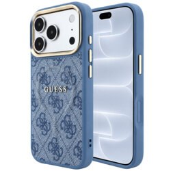 Husa Guess iPhone 18 Pro 4G Embossed Classic MagSafe, albastru, GUHMP18LP4MSEGCB
