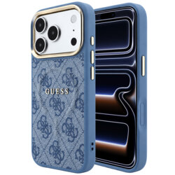 Husa Guess iPhone 17 Pro 4G Embossed Classic MagSafe, albastru, GUHMP18LP4MSEGCB